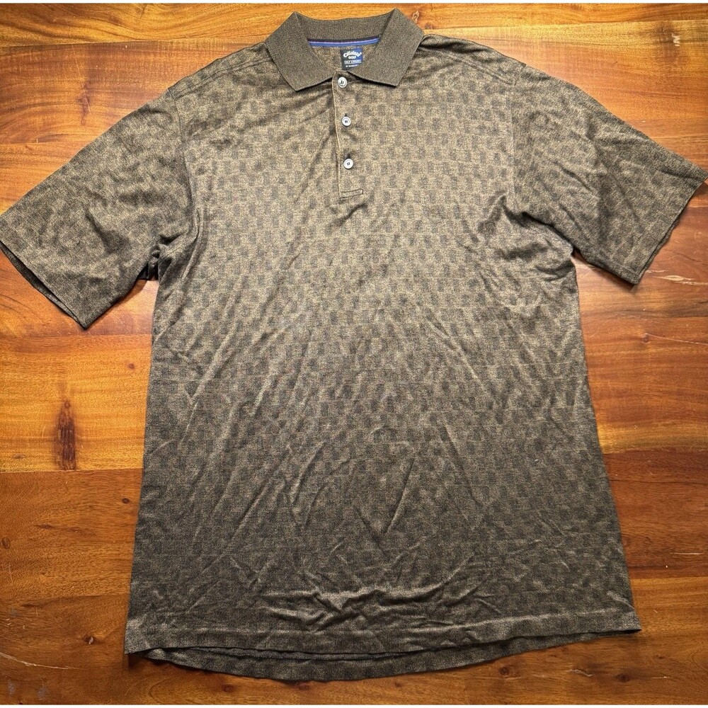 Vintage Callaway Golf Nordstrom Polo Shirt XL Brown 100% Cotton Made In Italy